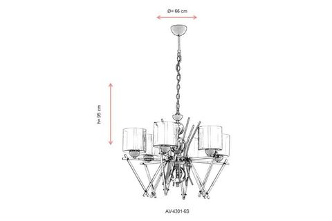 AVONNI AV 60289 6S SARI BOYALI MODERN AVİZE E27 METAL CAM 66 CM