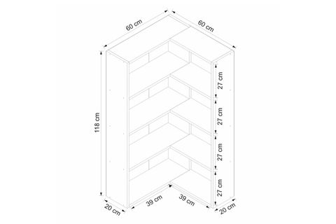 ADEL KÖŞE KİTAPLIK, BEYAZ, 3 RAFLI