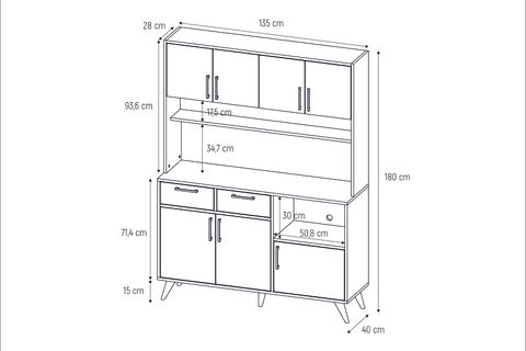 LAVO ÇOK AMAÇLI KAHVE KÖŞESİ DOLABI, 7 KAPAKLI 2 ÇEKMECELİ