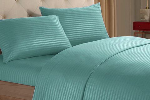 EVLEN HOME LİNE DÖRT PARÇA PAMUKLU ÇİZGİLİ SATEN NEVRESİM TAKIMI, MİNT
