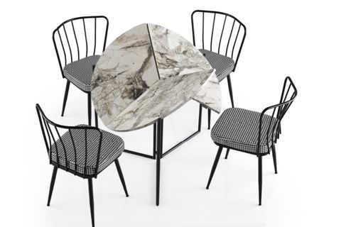 KATLANIR MASA, BEYAZ MERMER, 80X80