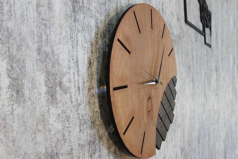 NİGHT DAY DUVAR SAATİ, DOĞAL AHŞAP, AÇIK MEŞE