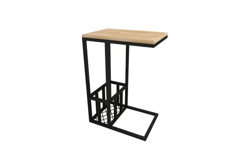ARNETTİ PRAG AHŞAP YAN SEHPA DOĞAL-METAL AYAK