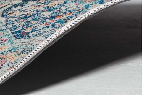 ELSE MAVİ TURUNCU ESKİTME OTANTİK DESENLİ KAYMAZ TABAN HALI 150X230