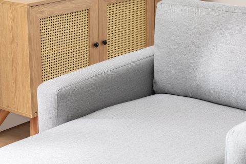 MERLİN DAYBED, İNCE KOL, NATUREL AYAK, KETEN KUMAŞ, GRİ