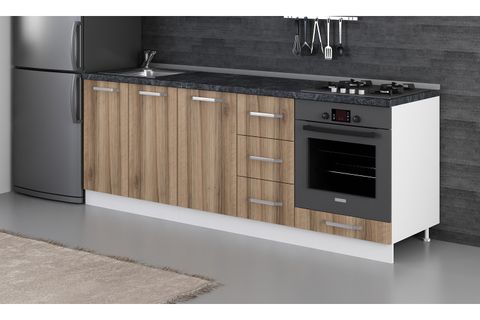 MİNAR 225 CM MUTFAK DOLABI BEYAZ DORE 225-D3-ALT MODÜL