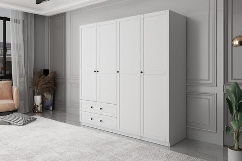 SANDAL GARDIROP, 4 KAPAKLI 2 ÇEKMECELİ, BEYAZ, ÇITALI, 180CM261