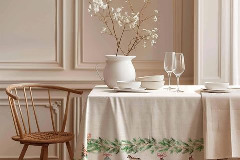 YENİ YIL SOFRASI PAMUK MASA ÖRTÜSÜ, 100X100 CM