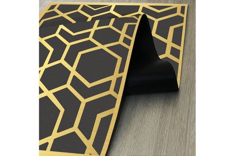 SOHO ALTIN SARISI SİYAH GEOMETRİK DESENLİ DEKORATİF HALI 80X150
