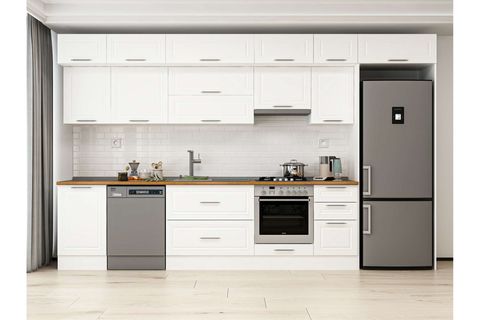 ALVİNKA 385X240 CM KLASİK MEBRAN MUTFAK DOLABI, MB E90S50S45 1 MEBRAN BEYAZ SUNTALAM