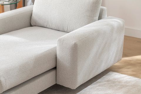 MERLİN DAYBED, KALIN KOL, NATUREL AYAK, RECYCLED KUMAŞ, AÇIK GRİ
