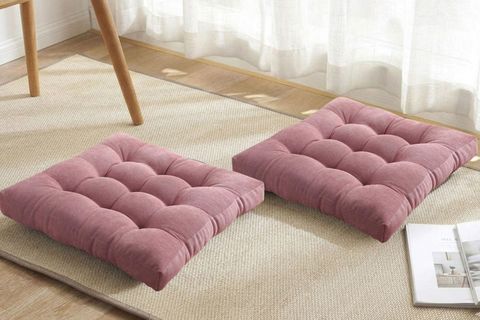 DEKORATİF İKİLİ KARE YER MİNDERİ, PEMBE