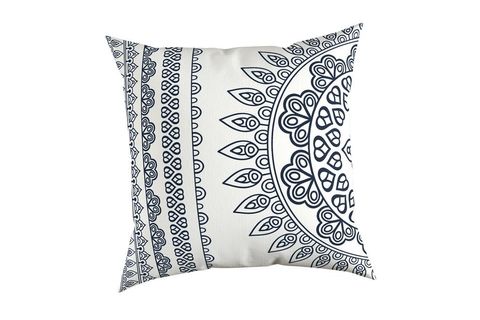 KARNAVAL HOME ÇİFT TARAFLI BEYAZ ZEMİNLİ MİNİMAL ŞERİTLER VE MANDALA DESENİ BASKILI KIRLENT KILIFI