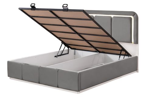 DEMONTE NOX LEDLİ ÇİFT KİŞİLİK BAZA BAŞLIK MAXİ YATAK SETİ, GRİ, 160X200