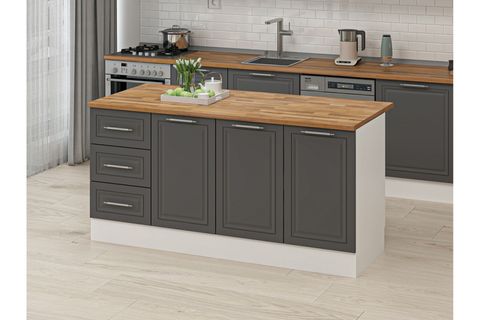 ALVİNKA 180 CM MBR_C ADA MUTFAK DOLABI, BEYAZ ANTRASİT MDF