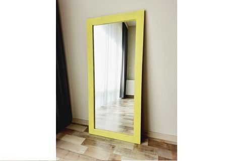 DFN WOOD DEKORATİF DUVAR BOY AYNASI, SARI, 140X60