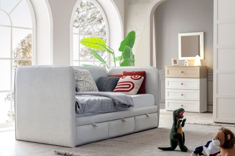 DÜNYA DÖŞEMELİ DİVAN, KREM, 90X190, KORKULUKSUZ