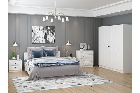 KALE210 YATAK ODASI TAKIMI, BEYAZ MEBRAN, 4 KAPAKLI, SET 71