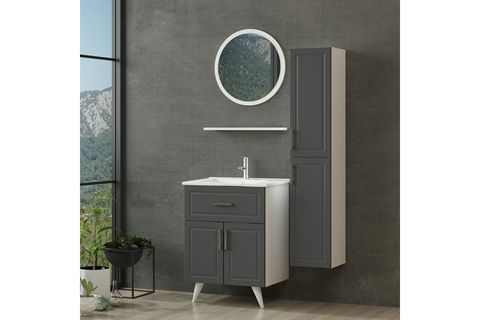 SANYA BANYO DOLABI AY2K1Ç25, BEYAZ ANTRASİT, 65 CM