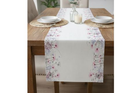 KIR ÇİÇEĞİ PAMUKLU MASA RUNNER, 0062 50X150