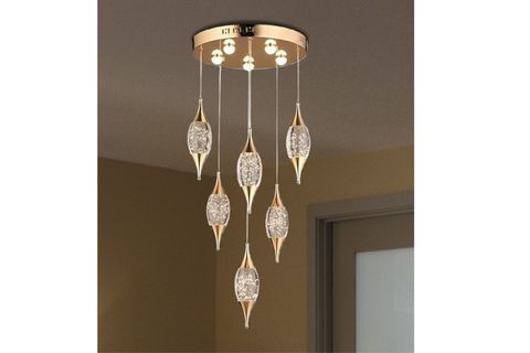 BURENZE MODERN LUXURY KRİSTAL ALTILI CAM LED AVİZE GOLD