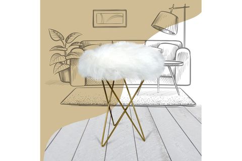 KELEBEK PUF, BEYAZ, GOLD