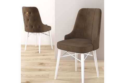 ROVENA MONA AÇILABİLİR MUTFAK MASASI TAKIMI, BEYAZ DESEN, KAHVERENGİ, 132X80
