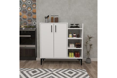ARNETTİ LESKAR 2 KAPAKLI 6 RAFLI ÇOK AMAÇLI MUTFAK DOLABI, BEYAZ - LESKAR