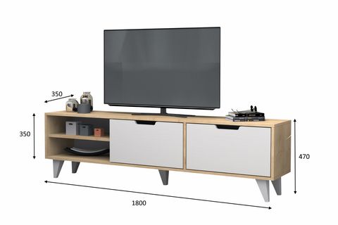 VOLGE TV ÜNİTESİ, MEŞE BEYAZ, 180 CM