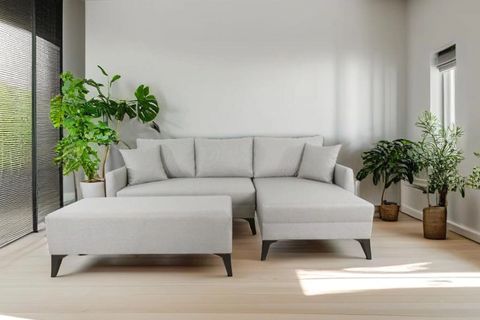 MELVA PUFLU KÖŞE KOLTUK, TAŞ GRİ