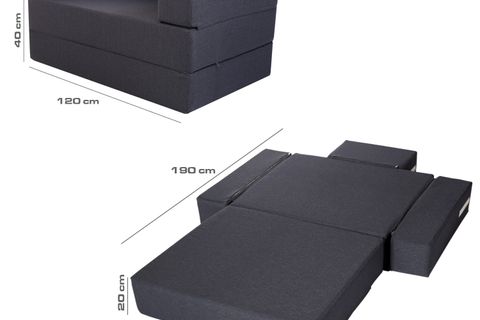 COMFY ÇİFT KİŞİLİK YATAK OLABİLEN KOLTUK, GRİ