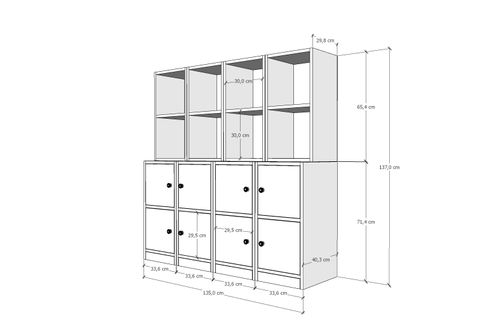 LEKSA KAPAKLI RAFLI KİTAPLIK 130 CM BEYAZ KTP-1324-Ç