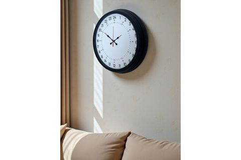 SİYAH METAL 24 SAAT GÖSTERGELİ ÖZEL TASARIM DUVAR SAATİ 40 CM