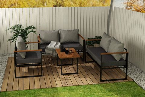 WOODESK NATURE İKİLİ BAHÇE TAKIMI, GRİ,CPT5511-130