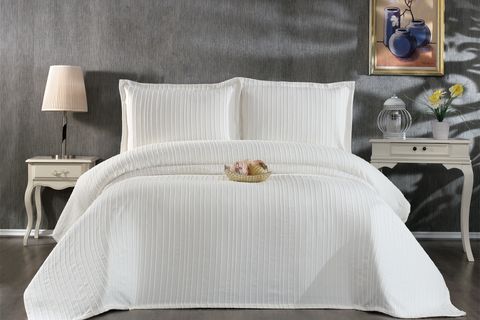 ÇAPA HOME SEDEF ÇİFT KİŞİLİK ŞÖNİL YATAK ÖRTÜSÜ, KREM