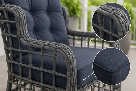 HİLVAN 5 KİŞİLİK MİNDERLİ RATTAN BAHÇE BALKON OTURMA GRUBU, ANTRASİT