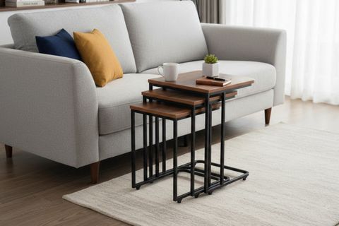 TEKERLEKLİ C ZİGON SEHPA, CEVİZ - SİYAH