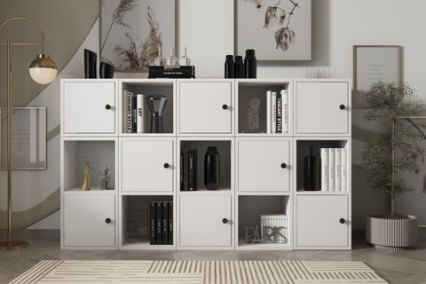 LEKSA MODÜLER KAPAKLI RAFLI KİTAPLIK 160 CM BEYAZ KTP-1150-Ç