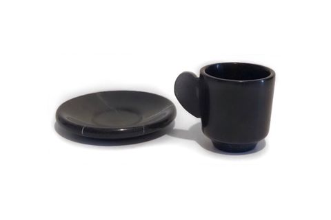 LUX&MARBLE BLACK IVY SİYAH MERMER KAHVE FİNCANI