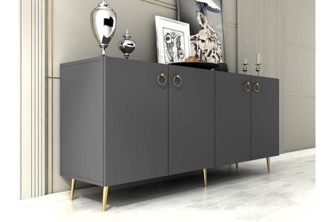 DROP KONSOL, 4 KAPAKLI 4 RAFLI, ANTRASİT-ALTIN