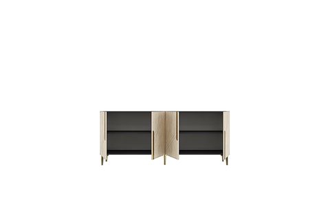 EVVA KONSOL VE TV SEHPASI, ANTRASİT TRAVERTEN GOLD, 180 CM