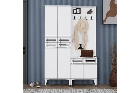 KUZEY PORTMANTO VESTİYER AYAKKABILIK, BEYAZ