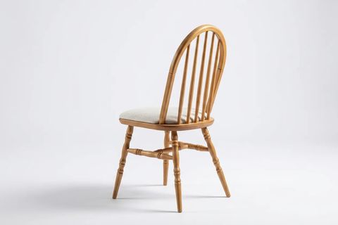 MOTİFLİ ADA SANDALYE, NATUREL AHŞAP, KREM KUMAŞ