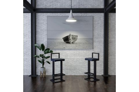 LİNE SİYAH METAL BAR SANDALYESİ, MAVİ
