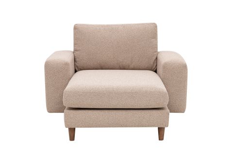 MERLİN DAYBED, KALIN KOL, NATUREL AYAK, RECYCLED KUMAŞ, CAPPUCİNO
