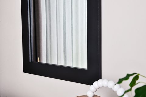 DFN WOOD MASİF AHŞAP DİKDÖRTGEN DUVAR AYNASI, SİYAH, 120X50