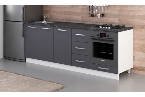 MİNAR 225 CM MUTFAK DOLABI BEYAZ ANTRASİT 225-A3-ALT MODÜL