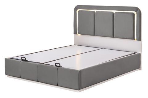 DEMONTE NOX LEDLİ ÇİFT KİŞİLİK BAZA BAŞLIK MAXİ YATAK SETİ, GRİ, 160X200