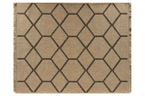 QUEEN SERİSİ JÜT HASIR GÖRÜNÜMLÜ DOKUMA MAKİNE HALISI, SIYAH, 160X250, 669
