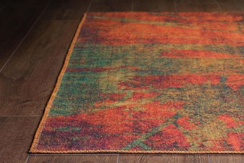 ARTLOOP MODERN FUSİON DEKORATİF ŞÖNİL DOKUMA TURUNCU HALI AL 09 255X355